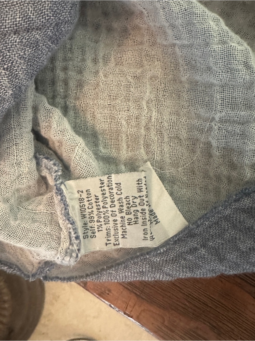 Johnny Was Light Blue-Grey Embroidered V-Neck Floral Top - Picture 6 of 6